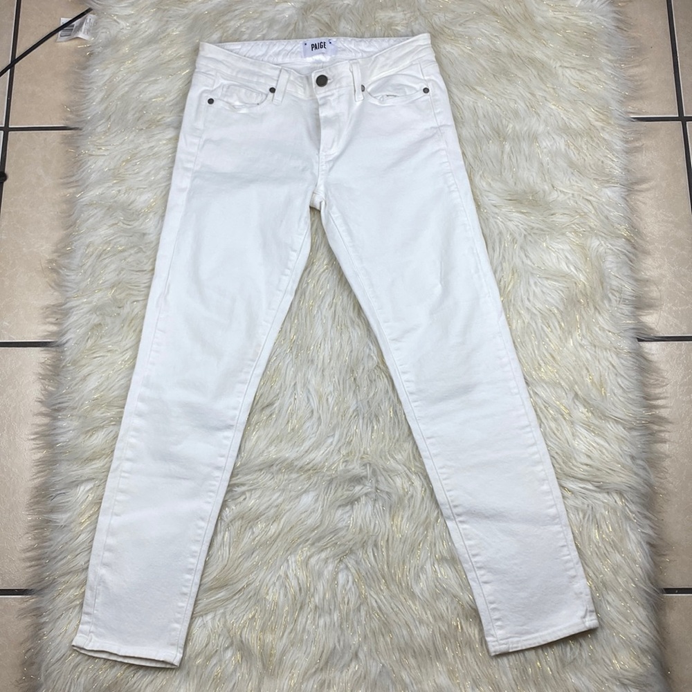 Paige Skyline Ankle Peg Optic White Denim Skinny Spring Jeans Size 27